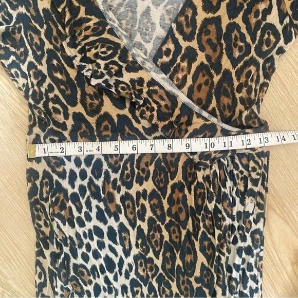 Zara Leopard Print Wrap Dress Edgy Grunge Whimsigoth Fall Layering Staple M - Picture 8 of 12